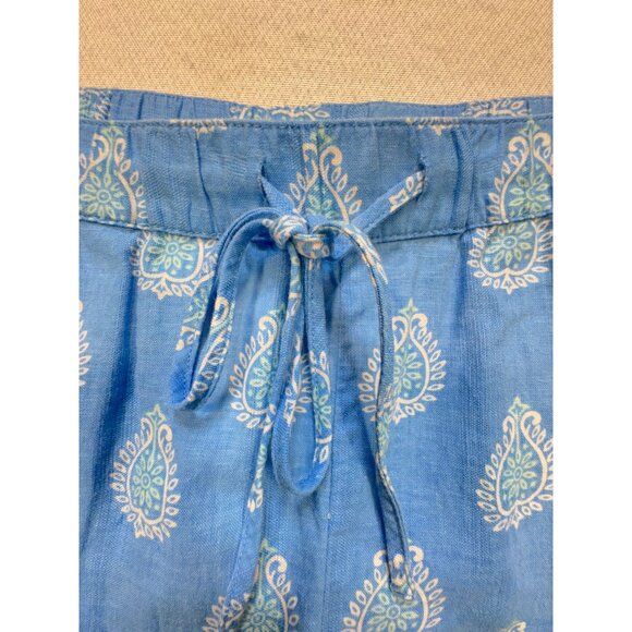 Vineyard Vines Women's Linen Shorts Drawstring Relaxed Fit Paisley Size M Blue - Picture 6 of 11